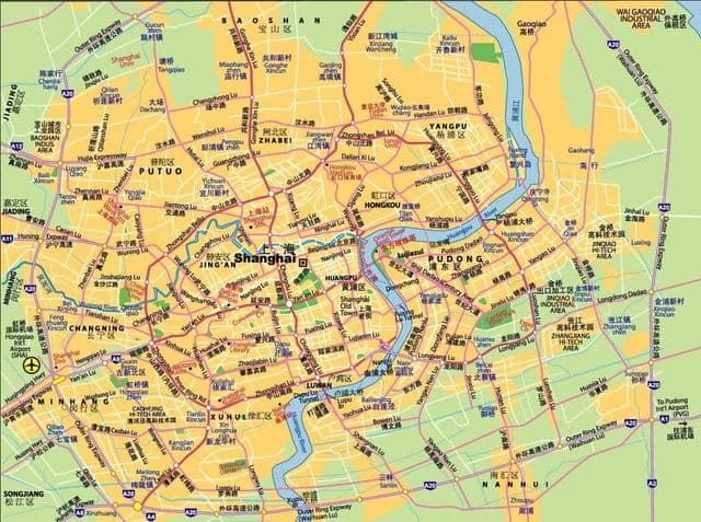 Mapa lotnisk w Szanghaju